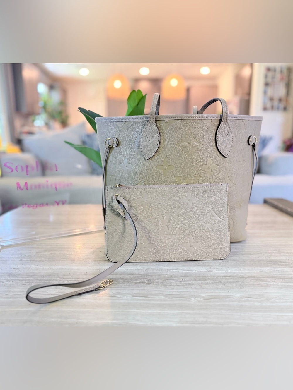 Louis Vuitton Turtle Dove Empreinte Neverfull MM & Wristlet